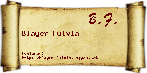 Blayer Fulvia névjegykártya